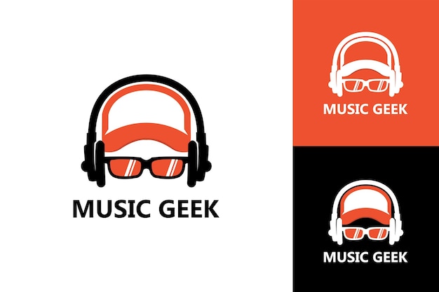 Diseño de plantilla de logotipo de geek de música