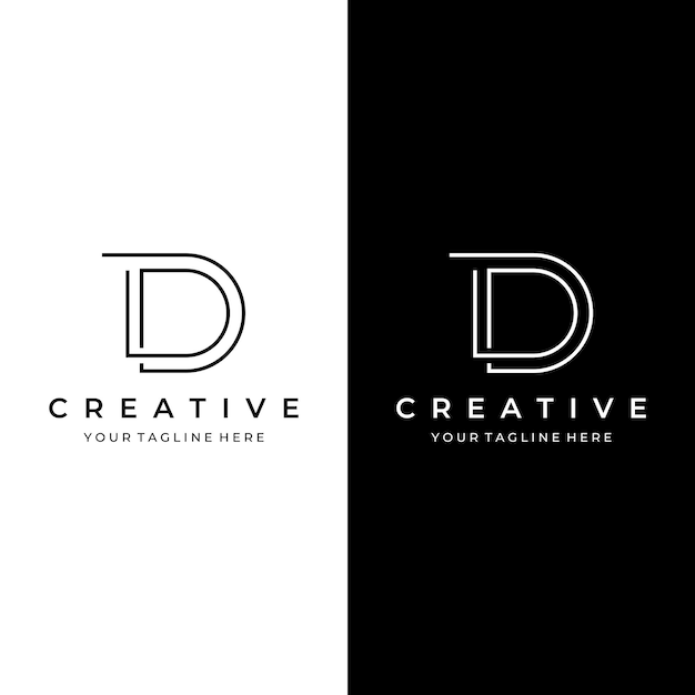Diseño de plantilla de logotipo Geometría inicial de la letra D Diseño de logotipo con un estilo minimalista y elegante Logotipo para empresas e iniciales