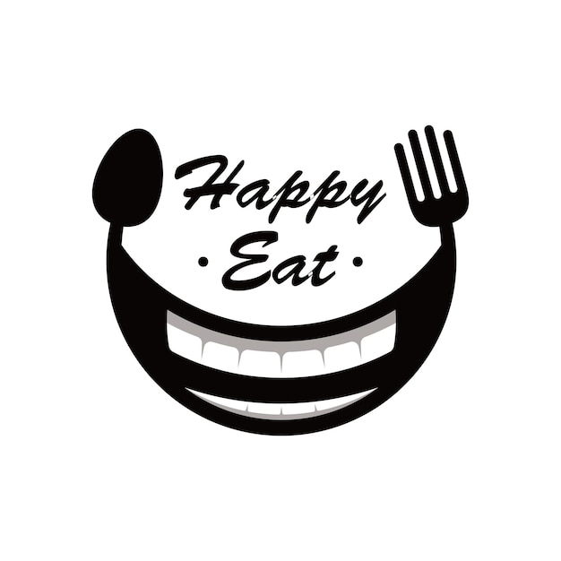 Diseño de plantilla de logotipo de happy eat