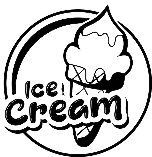 Diseño de plantilla de logotipo de helado en blanco y negro