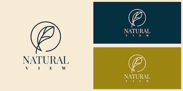 Diseño de plantilla de logotipo de hoja de vista natural