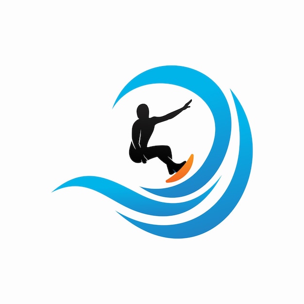 Diseño de plantilla de logotipo de hombre surfista