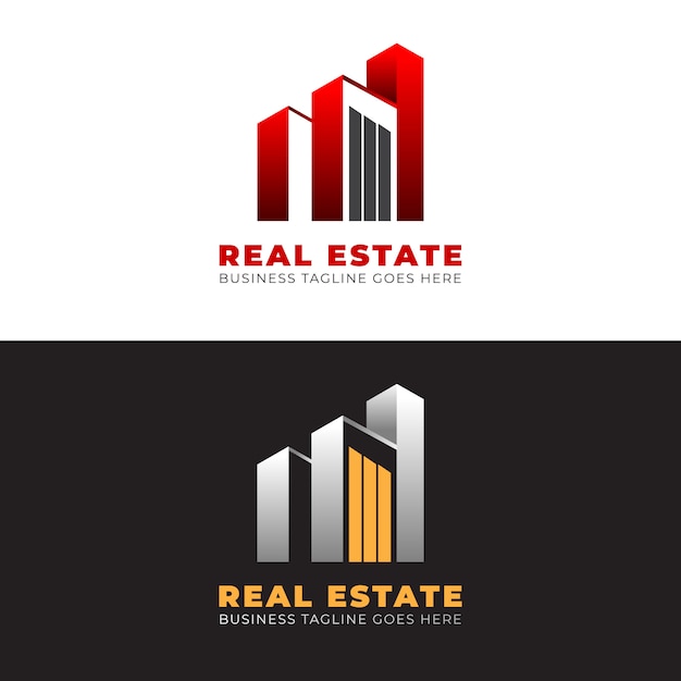 Diseño de plantilla de logotipo inmobiliario con formas modernas