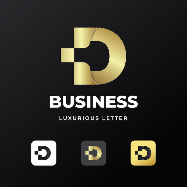 Diseño de plantilla de logotipo de letra D inicial de lujo premium