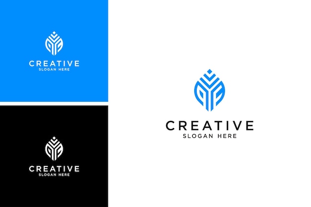 Diseño de plantilla de logotipo de letra inicial PF. logotipo de vector abstracto FP