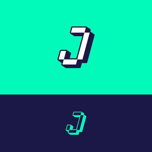 Diseño de la plantilla del logotipo de la letra J pixel