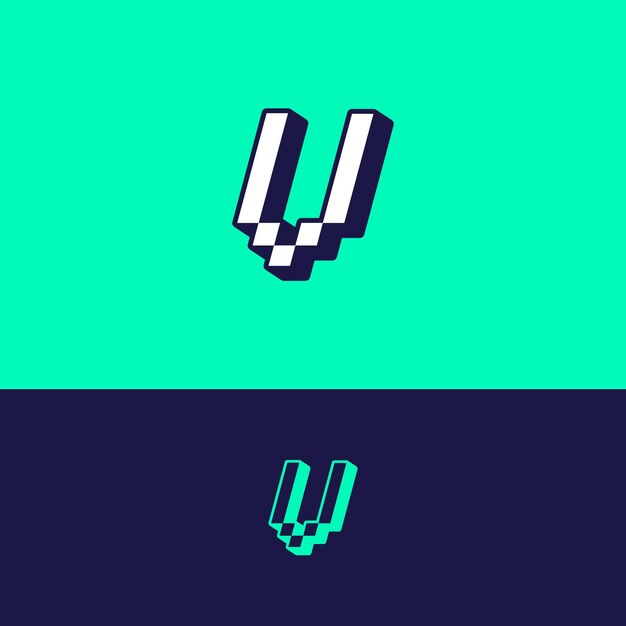 Vector diseño de la plantilla del logotipo de la letra v pixel