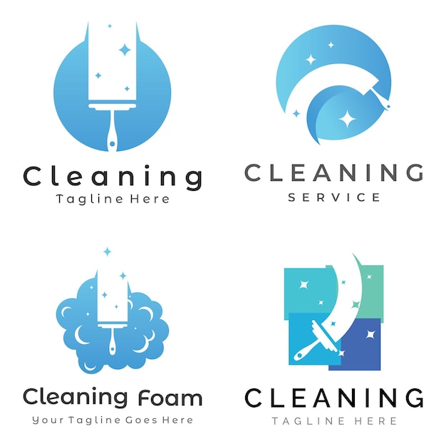 Diseño de plantilla de logotipo de limpiezaLimpiador de casa de protección con spray de lavado y herramientas de limpieza
