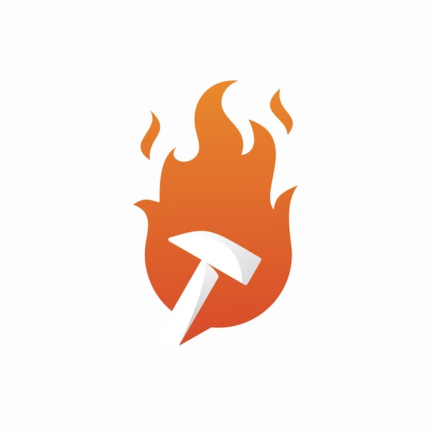 Diseño de plantilla de logotipo de martillo de fuego