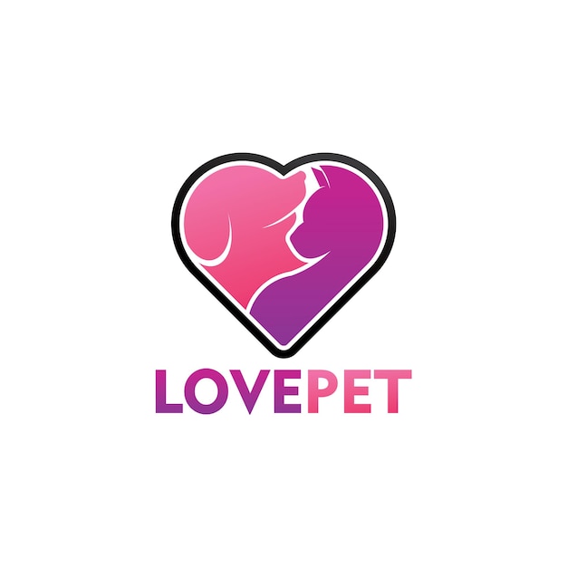 Diseño de plantilla de logotipo de mascota de amor