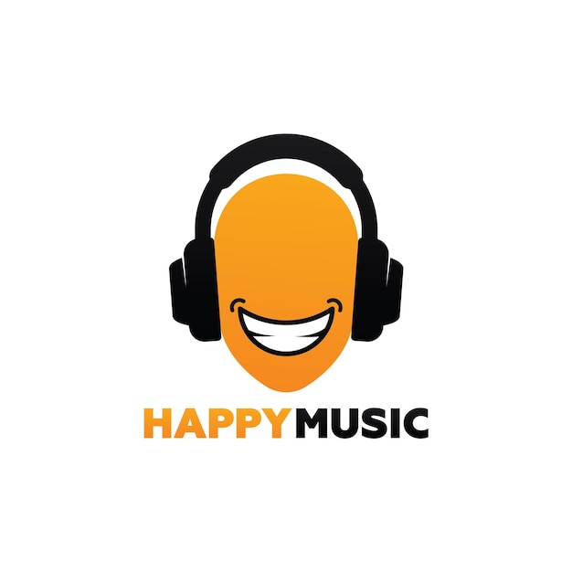 Diseño de plantilla de logotipo de música feliz