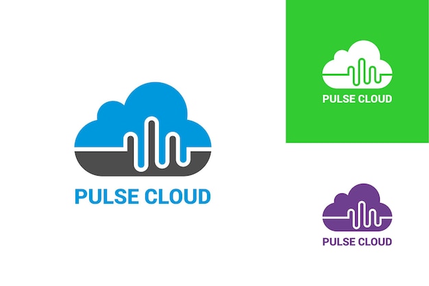 Diseño de plantilla de logotipo de nube de pulso