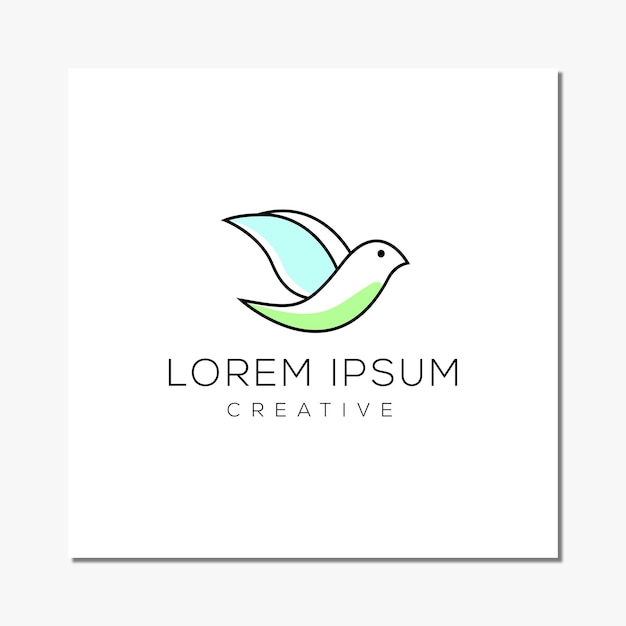Diseño de la plantilla del logotipo de la paloma de la línea