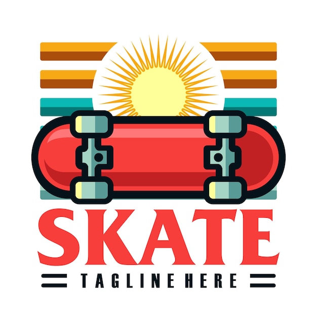 Diseño de plantilla de logotipo de patineta de colores