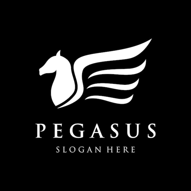 Diseño de plantilla de logotipo de pegaso o caballo alado simple con idea creativa