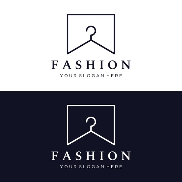 Diseño de plantilla de logotipo de percha simple con ideaLogo creativo para boutique de negocios belleza de moda