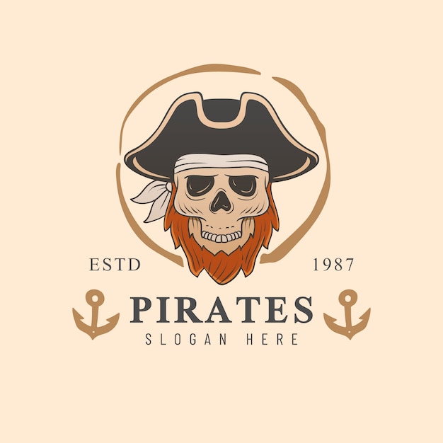 Vector diseño de plantilla de logotipo pirata