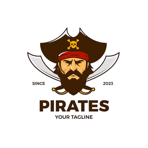 Diseño de plantilla de logotipo pirata