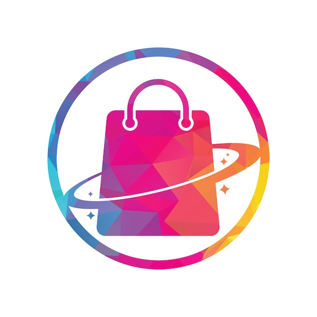 Diseño de plantilla de logotipo de planet shop plantilla de diseño de logotipo de vector de bolsa de compras galaxy