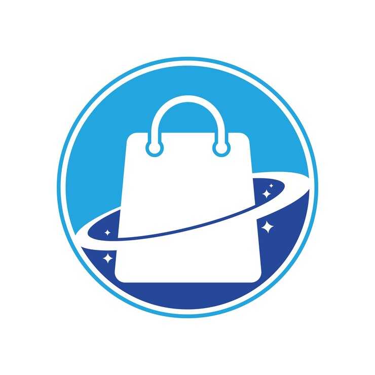 Vector diseño de plantilla de logotipo de planet shop plantilla de diseño de logotipo de vector de bolsa de compras galaxy