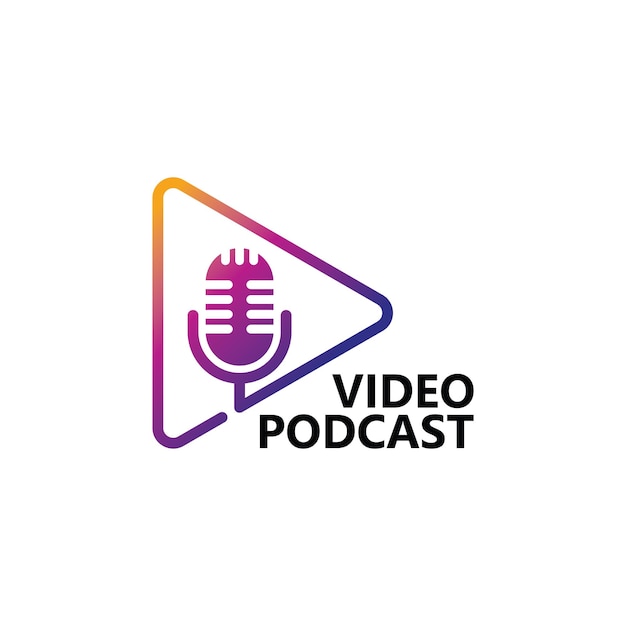 Diseño de plantilla de logotipo de podcast de reproducción de video