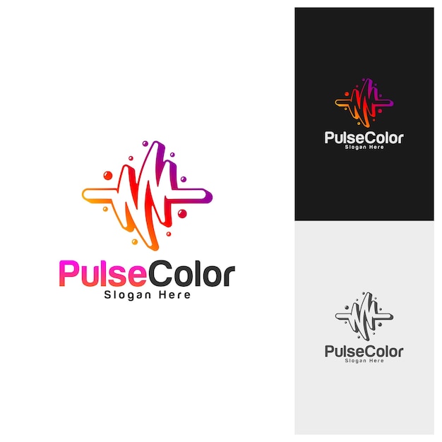 Diseño de plantilla de logotipo de pulso colorido Vector Diseño creativo Símbolo de icono