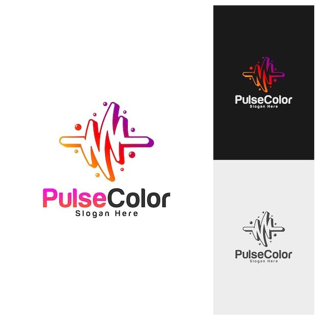 Diseño de plantilla de logotipo de pulso colorido vector diseño creativo símbolo de icono