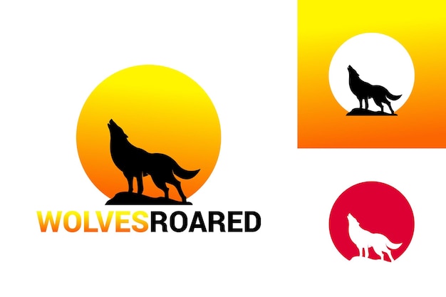 Diseño de plantilla de logotipo rugido de lobos