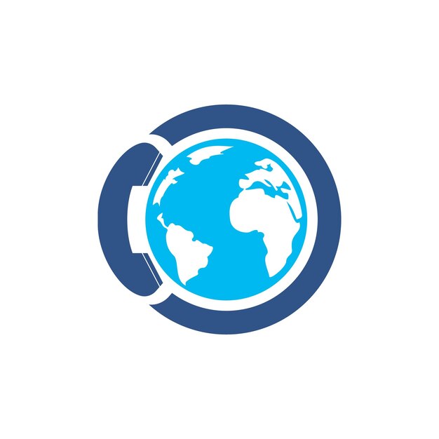 Diseño de plantilla de logotipo de símbolo de llamada internacional de icono de llamada y globo