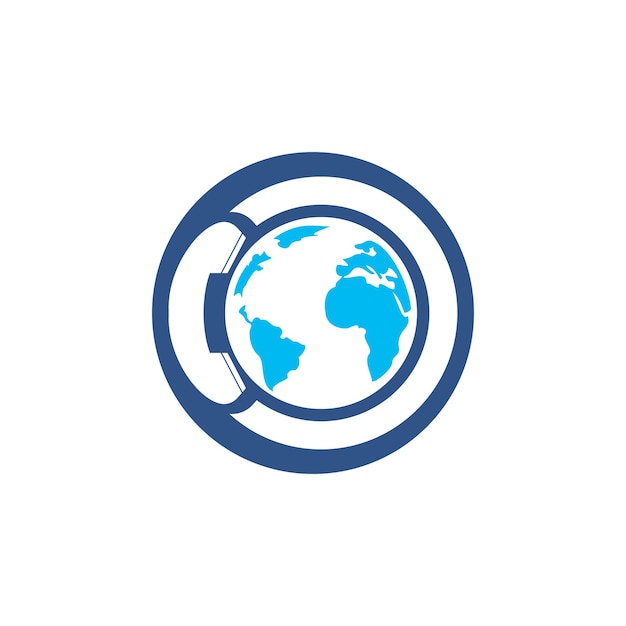Diseño de plantilla de logotipo de símbolo de llamada internacional de icono de llamada y globo