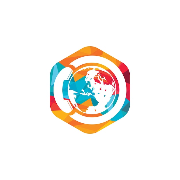 Diseño de plantilla de logotipo de símbolo de llamada internacional de icono de llamada y globo