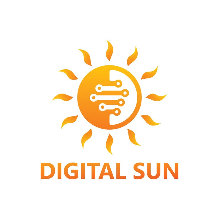 Vector diseño de plantilla de logotipo de sol digital