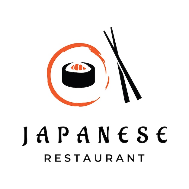 Diseño de plantilla de logotipo de sushiMariscos o cocina japonesa tradicional con deliciosa comida de salmónLogo para restaurante japonés bar tienda de sushi