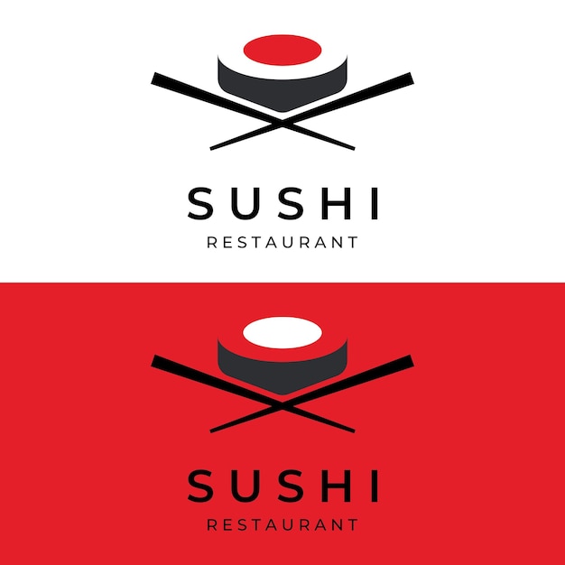 Diseño de plantilla de logotipo de sushiMariscos o cocina japonesa tradicional con deliciosa comida de salmónLogo para restaurante japonés bar tienda de sushi