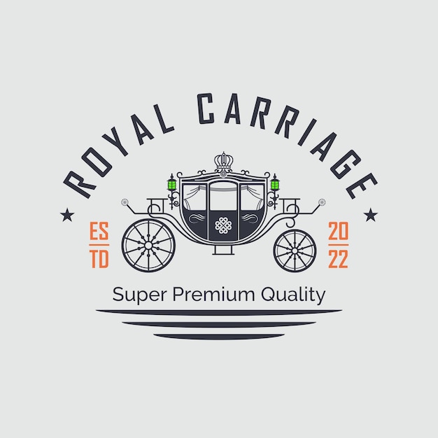 diseño de plantilla de logotipo de vagón clásico de carruaje real para marca o empresa y otros