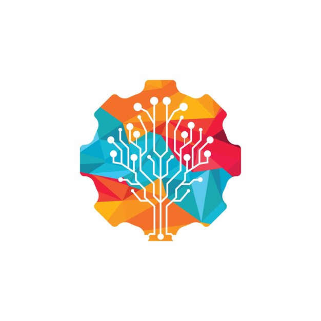 Diseño de plantilla de logotipo de vector de engranaje Techno