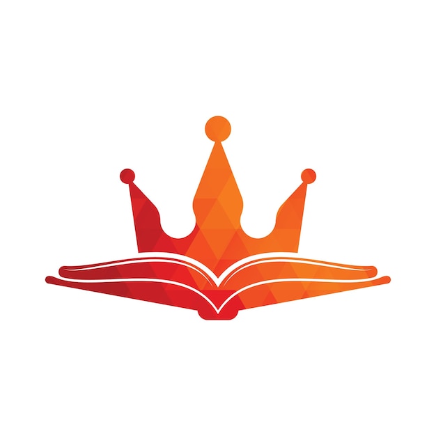 Diseño de plantilla de logotipo vectorial King Book. Libro vectorial y concepto de logotipo de la corona.