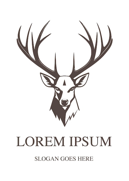 Diseño de plantilla de logotipo de venado de frente abstracto arte vectorial