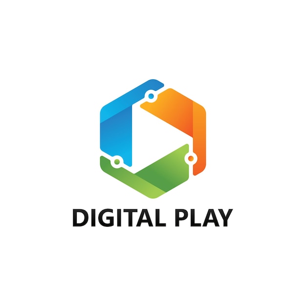 Diseño de plantilla de logotipo de video de reproducción digital