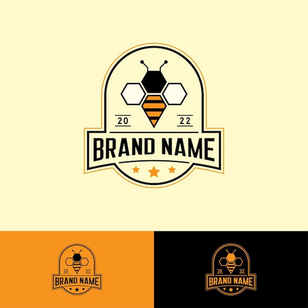 Diseño de plantilla de logotipo vintage retro abeja