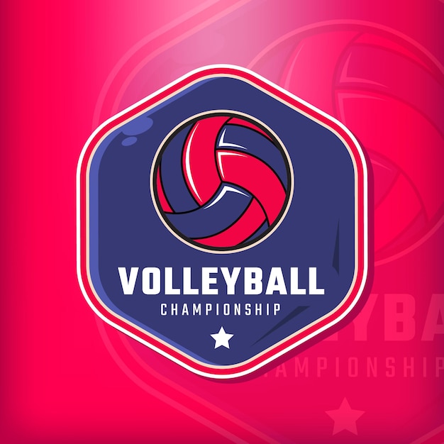 Vector diseño de plantilla de logotipo con voleibol sobre fondo rosa