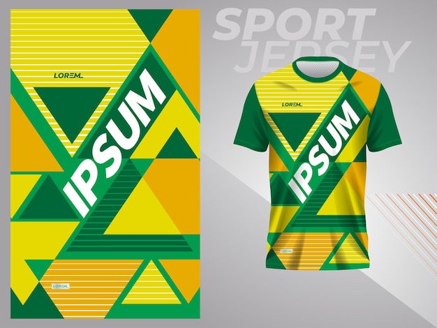 Diseño de plantilla de maqueta de camiseta deportiva abstracta verde y amarilla