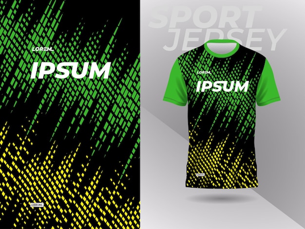 Diseño de plantilla de maqueta de camiseta deportiva de camisa amarilla verde para fútbol, fútbol, carreras, juegos, motocro