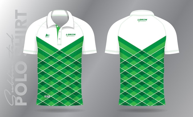 Vector diseño de plantilla de maqueta de camiseta de polo verde para camiseta deportiva