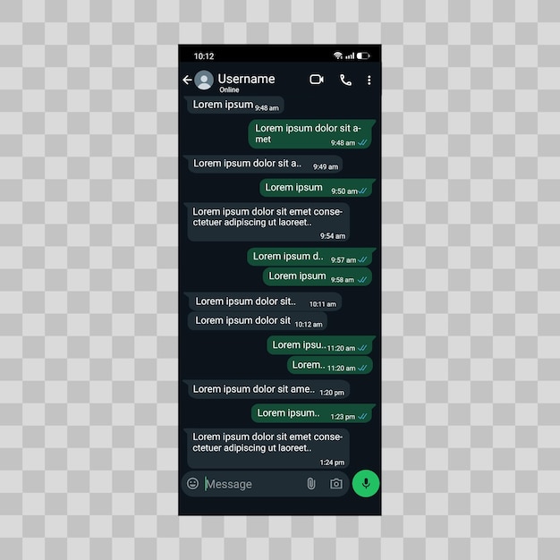Diseño de plantilla de maquete de chat de WhatsApp para redes sociales con fondo transparente