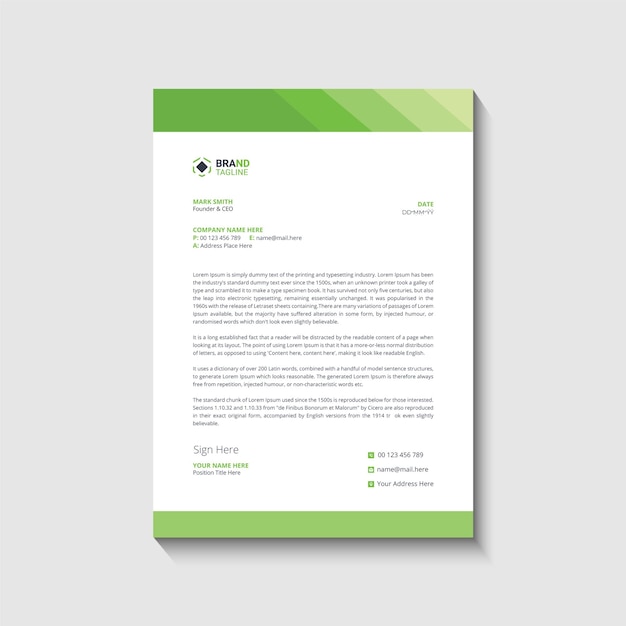Diseño de plantilla de membrete corporativo profesional y moderno.