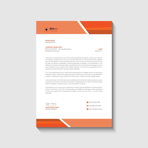 Diseño de plantilla de membrete corporativo profesional y moderno.