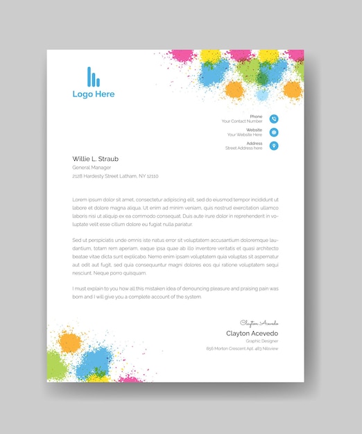 Diseño de plantilla de membrete corporativo profesional Vector Premium