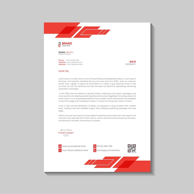Diseño de plantilla de membrete corporativo profesional