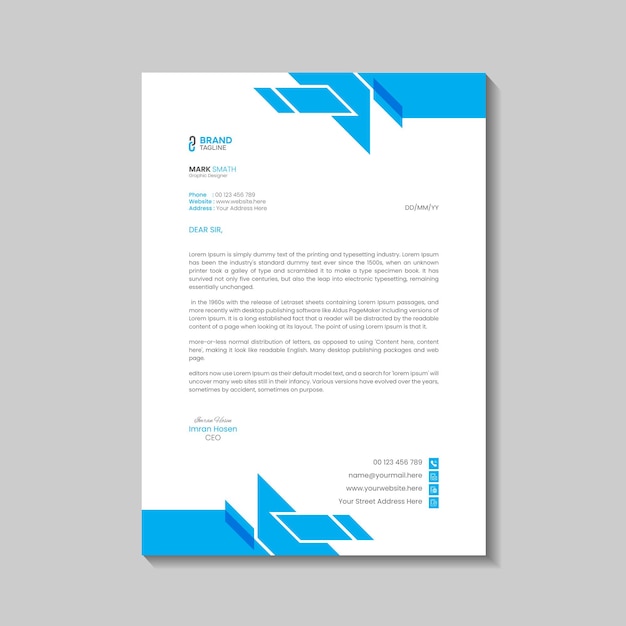 Diseño de plantilla de membrete corporativo profesional